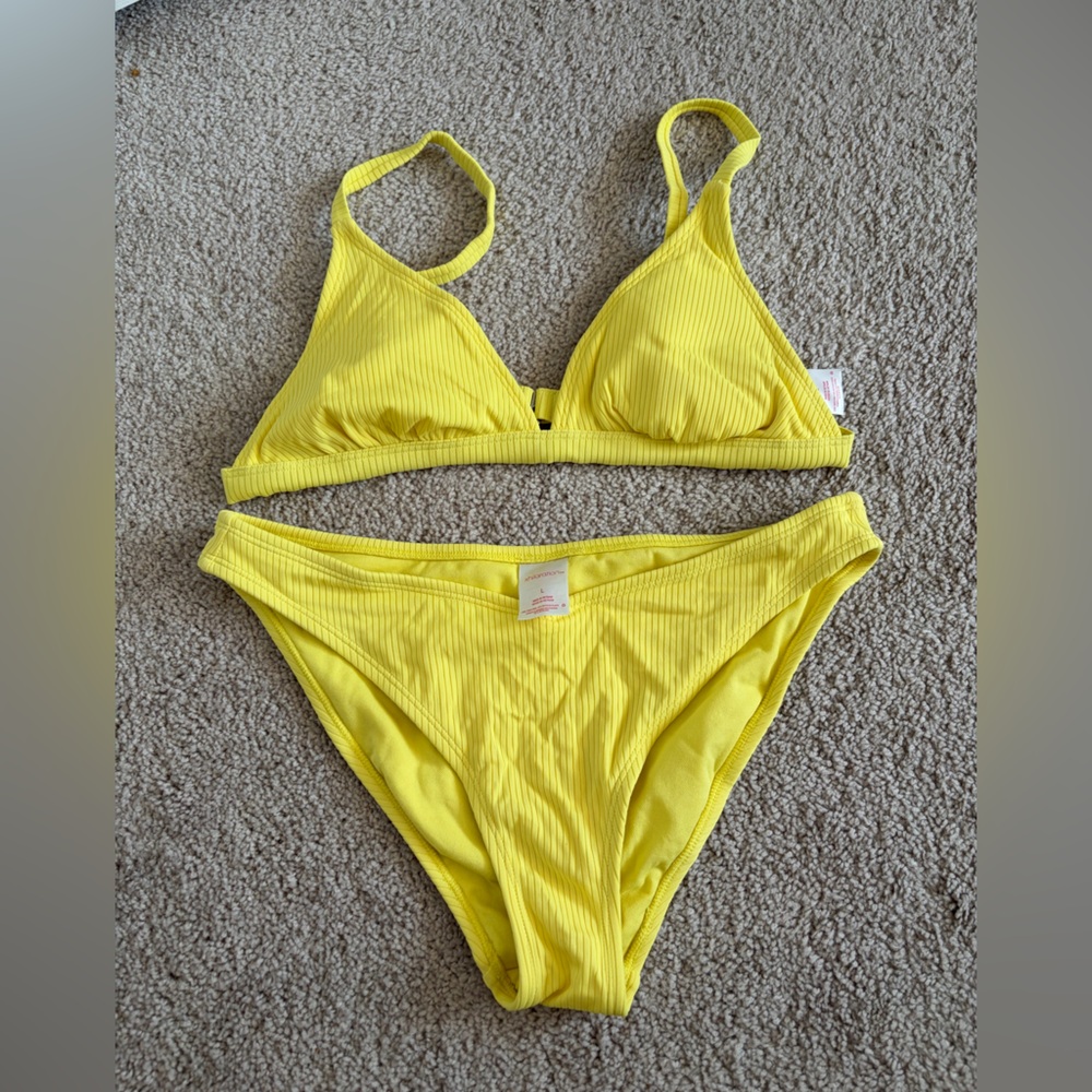 Xhilaration Bright Yellow Ribbed Bikini